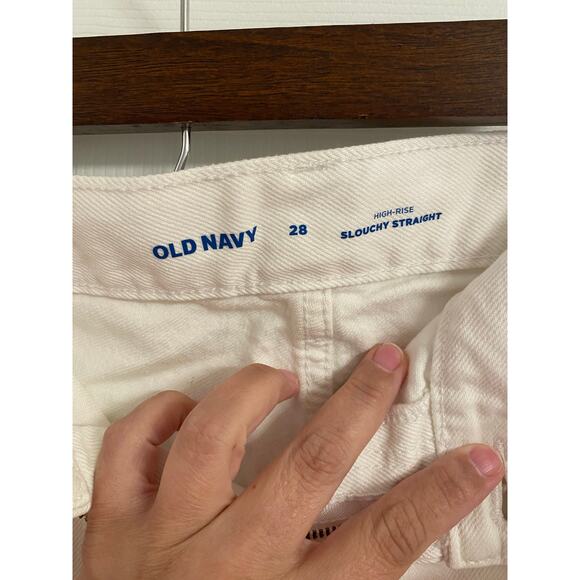 Old Navy High-Rise Slouch Straight White Crop Jeans Plus Size 28 Casual Summer - Picture 3 of 4